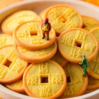 春日喜呈金錢餅獨立包裝休閑零食喜事新年祝福語創(chuàng)意年貨招待餅干